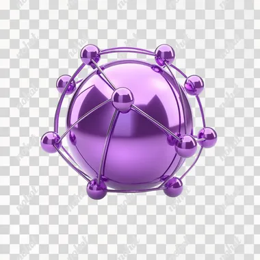 3d purple metallic icon for network on a white background