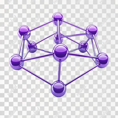 3d purple metallic icon for network on a white background