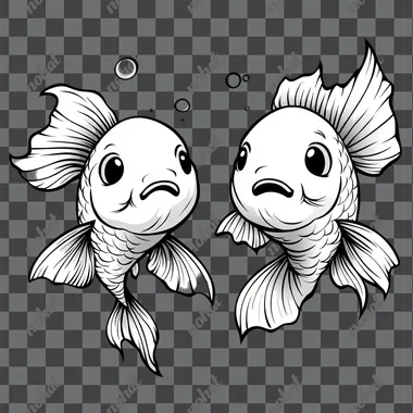 coloring page of a cartoon koi fish. no background . easy to vectorize --s 750