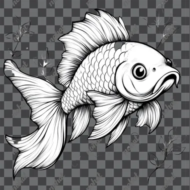 coloring page of a cartoon koi fish. no background . easy to vectorize --s 750