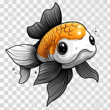 coloring page of a cartoon koi fish. no background . easy to vectorize --s 750