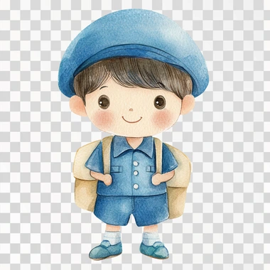 A boy in uniform school, watercolor clipart, Perfect for nursery, isolated on white background