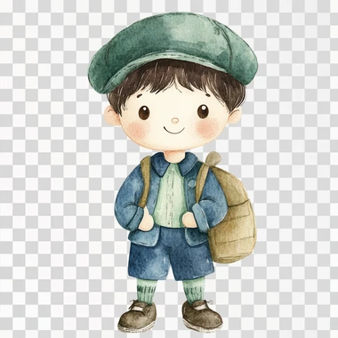 A boy in uniform school, watercolor clipart, Perfect for nursery, isolated on white background