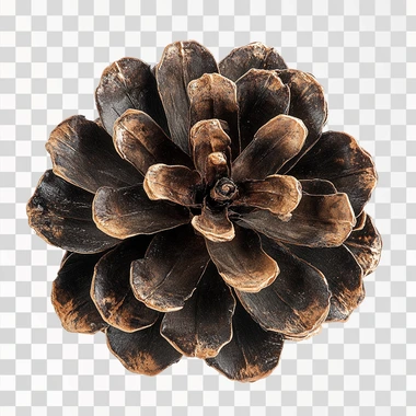 Brown pine cone on white background with clipping pass