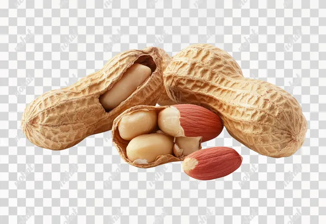PNG Peanuts with Open Shells on White Surface in High-Resolution Image