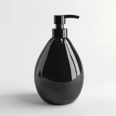 lotion dispenser, 3D icon, like, white background, black tones