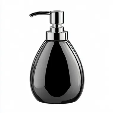 lotion dispenser, 3D icon, like, white background, black tones