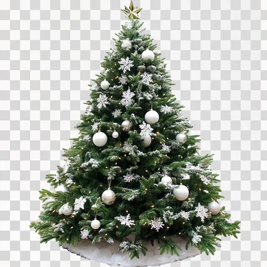 indoor christmas tree, with foot support, isolated, png image