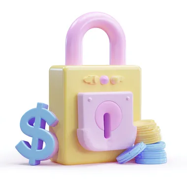 3d lock icon with dollar, secure transaction idea, finance 3d pastel  --s 50
