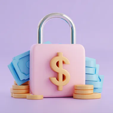 3d lock icon with dollar, secure transaction idea, finance 3d pastel  --s 50