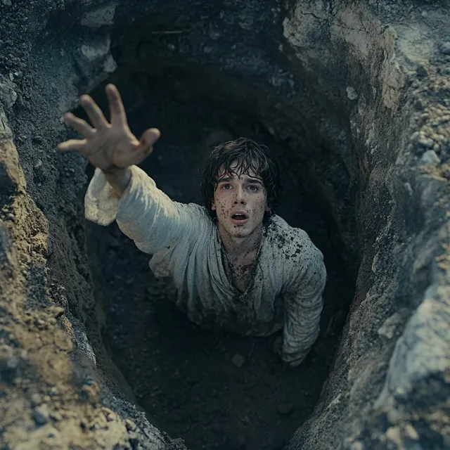 Joseph in Cave: Dramatic Scene from *The Bible: Genesis* PNG