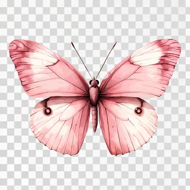 an animated cute pink butterfly with retro aesthetic elements on a white background