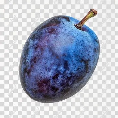 blue, oval plum isolated on white