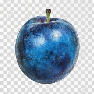 blue, oval plum isolated on white