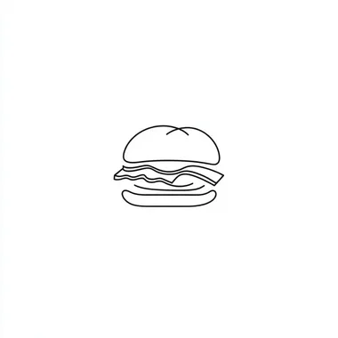 One-line drawing style, minimalistic, white background, cheeseburger, close-up, elegant, thin lines, delicate curves, elegant simplicity, clean design with negative space, minimalist aesthetic, focus on contour edges. rofile 5tgensb