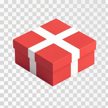 one big red box with white ribbon on white background --s 50