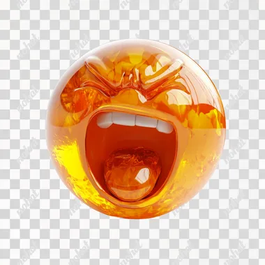 Emoticon with a craving expression and open mouth, isolated on white background