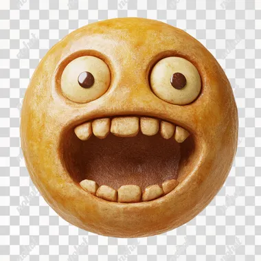 Emoticon with a craving expression and open mouth, isolated on white background