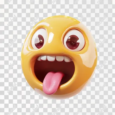 Emoticon with a craving expression and open mouth, isolated on white background