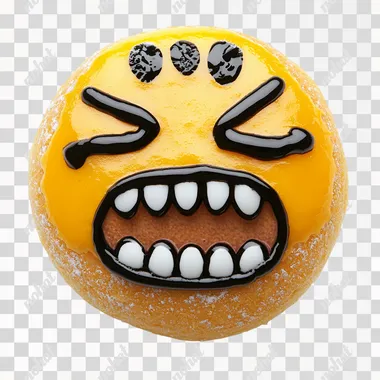 Emoticon with a craving expression and open mouth, isolated on white background
