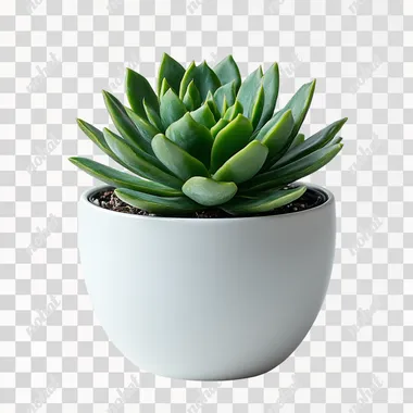 small plant in white pot. Located separate from white background in white background --s 750