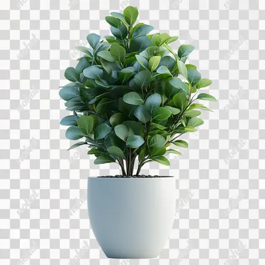 small plant in white pot. Located separate from white background in white background --s 750