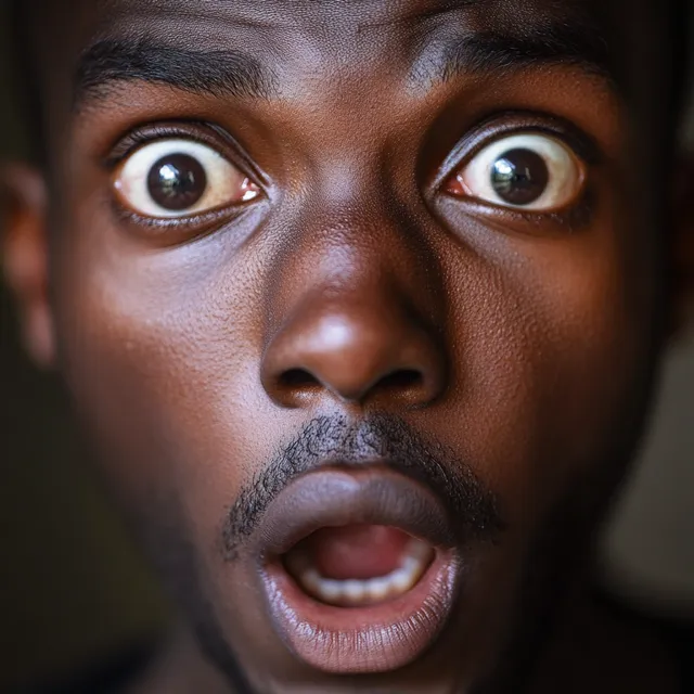 a man with a surprised look on his face