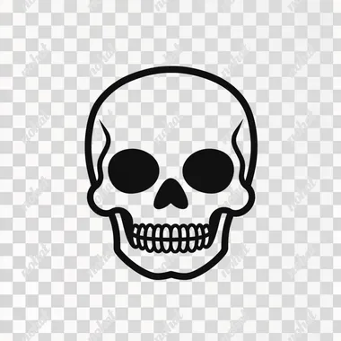 simple icon representation of skull, black lines, white background