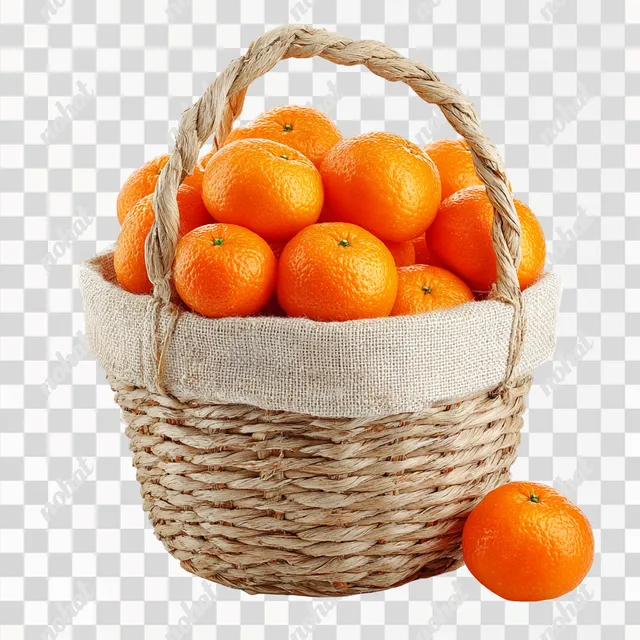 PNG Fresh Oranges in a Woven Basket