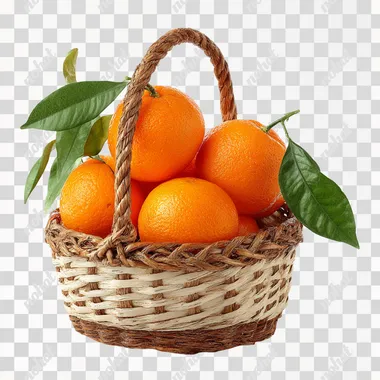 orange, in basket , isolated on white background   --raw