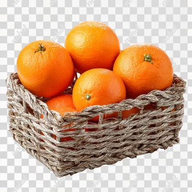 orange, in basket , isolated on white background   --raw
