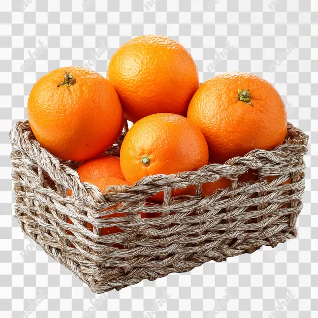 PNG Fresh Oranges in a Woven Basket