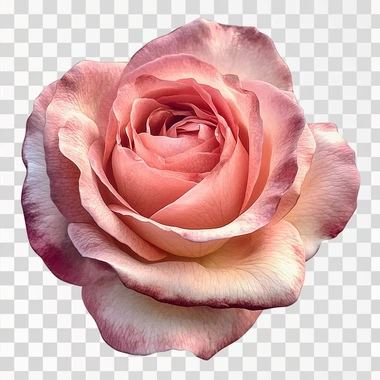 pink rose flower isolated on a transparent background,side view, high definition