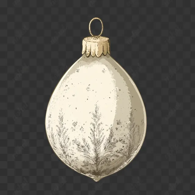 PNG Tear Drop Shaped Cream Christmas Ornament for Vintage Holiday Decor