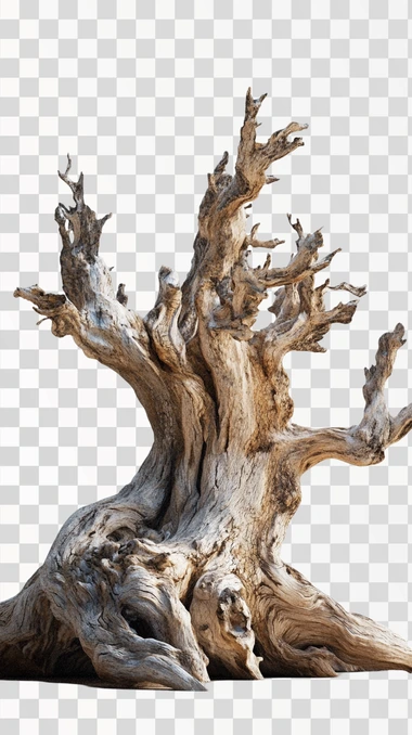 hyperrealistic render of a very old dried tree, 8k full hd render, white background for photoshop, 8k full hd render,
