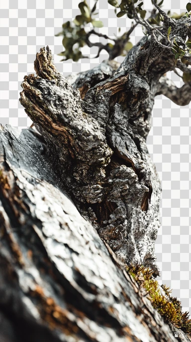 hyperrealistic render of a very old dried tree, 8k full hd render, white background for photoshop, 8k full hd render,