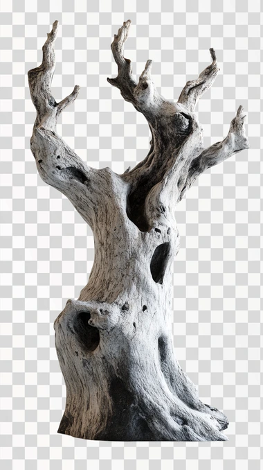 hyperrealistic render of a very old dried tree, 8k full hd render, white background for photoshop, 8k full hd render,