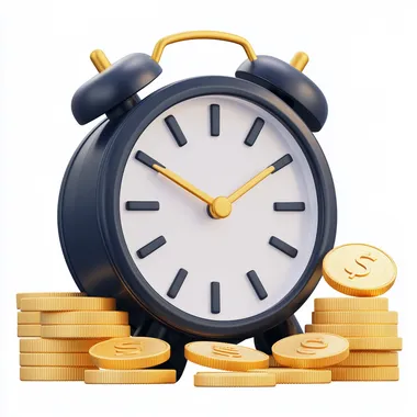 3D Finance Time Isolated white Png Background Growth Business Success Economy Icon. --s 150