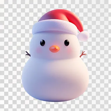 A cute snowman with a red Santa hat, cute, cartoonish, clay, smooth, glossy, Nintendo,gradient,transparent, frosted glass, plastic,luminescence,reflex, white background,highest detail, best quality, high-definition, OC rendering, blender niji5