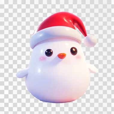 A cute snowman with a red Santa hat, cute, cartoonish, clay, smooth, glossy, Nintendo,gradient,transparent, frosted glass, plastic,luminescence,reflex, white background,highest detail, best quality, high-definition, OC rendering, blender niji5