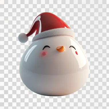A cute snowman with a red Santa hat, cute, cartoonish, clay, smooth, glossy, Nintendo,gradient,transparent, frosted glass, plastic,luminescence,reflex, white background,highest detail, best quality, high-definition, OC rendering, blender niji5