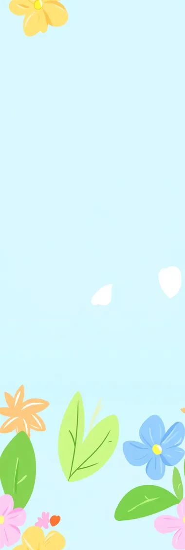 At the bottom of the screen, there are dense and beautiful Chinese style peony flowers and small leaf patterns blooming side by side from dense to sparse. The sky blue watercolor gradient background from bottom to top and from deep to light features bright and vibrant Chinese style flowers. Exquisite and complex contours, rich details, create a romantic atmosphere. The bright colors of blue, orange, yellow, and green flowers create a high-resolution romantic atmosphere.1080P,8K,good aerial control,high detail