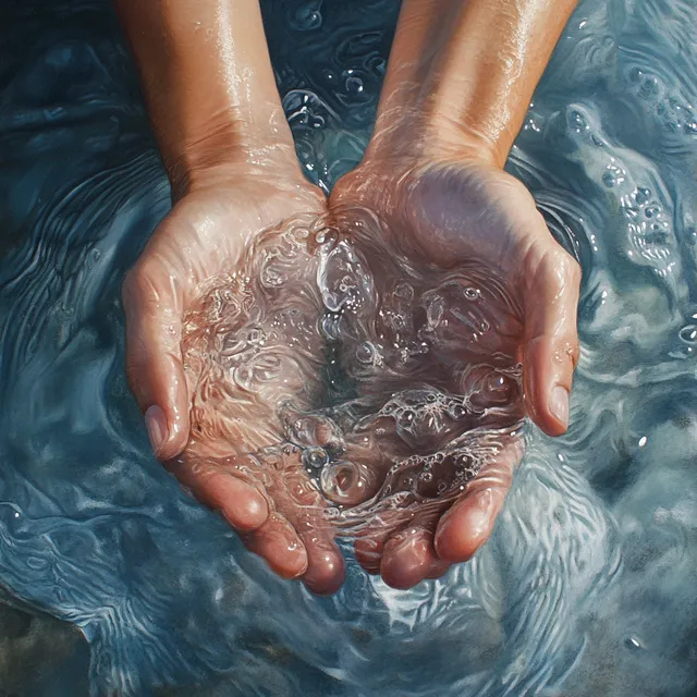 Embracing Water: A Close-Up of Two Hands
