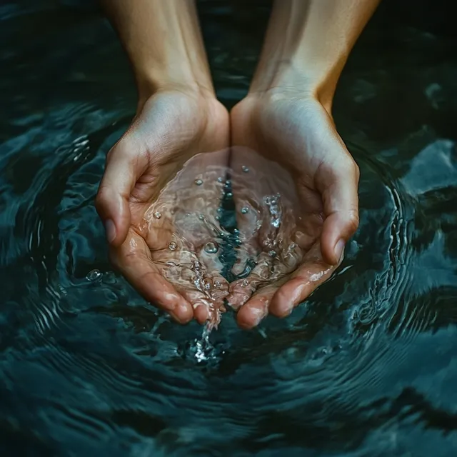 Embracing Water: A Close-Up of Two Hands