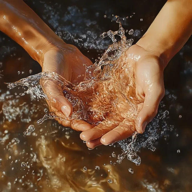 Embracing Water: A Close-Up of Two Hands