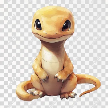 Classic anime style Pokemon, baby snake, smile, face forward. It has a white background, no hands or feet