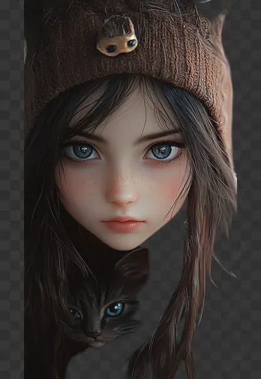 Chibi cat-girl , foto realizm    xow5l9v