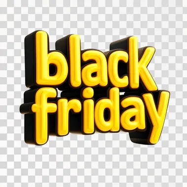 the text of "black friday", yellow and black colors, 3d style, raw style, side view, white bg
