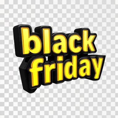 the text of "black friday", yellow and black colors, 3d style, raw style, side view, white bg
