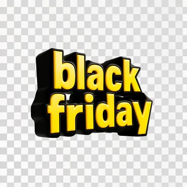 the text of "black friday", yellow and black colors, 3d style, raw style, side view, white bg